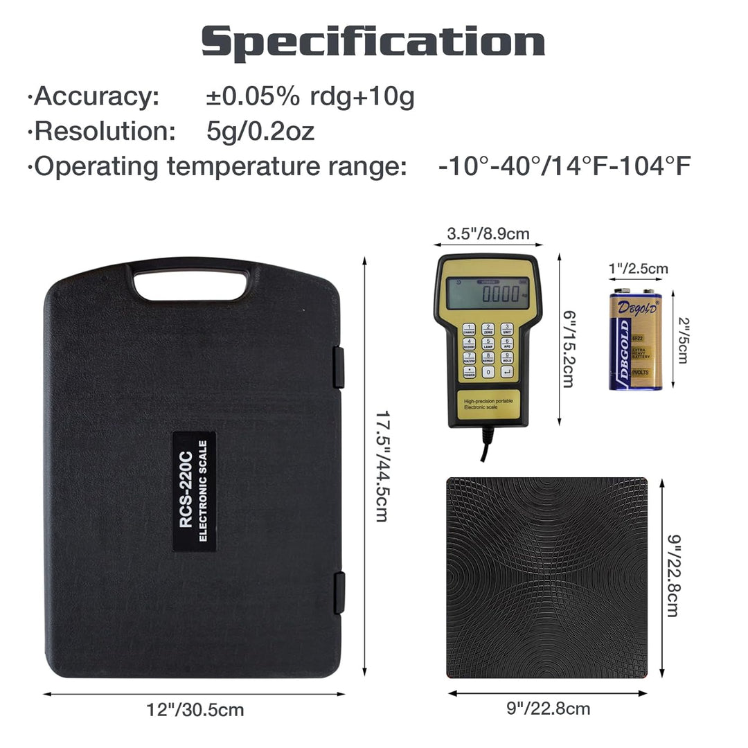 BACOENG Elektronische Kältemittelwaage 100KG Für HVAC, Kältemittel Waage mit hintergrundbeleuchteter