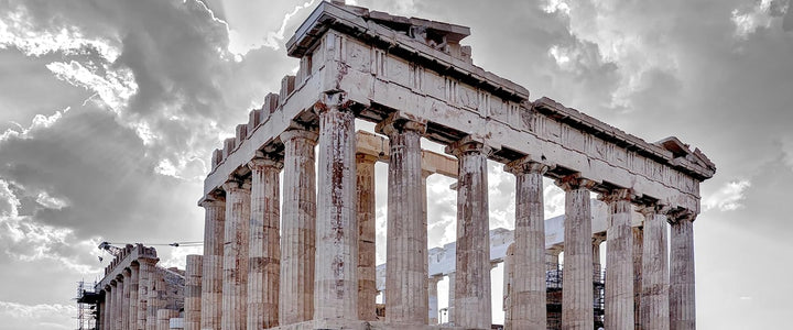 Glasbild Panorama | Wandbild aus Echtglas | Propyläe von Akropolis in Athen | 100x40 cm | inkl. Aufh