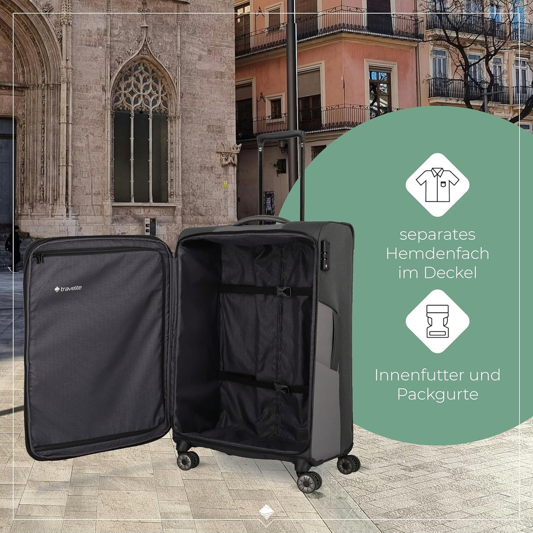 TRAVELITE VIIA 4w Trolley L exp., Anthracite, Unisex-Erwachsene Gepäck- Koffer, Anthracite, Talla ún