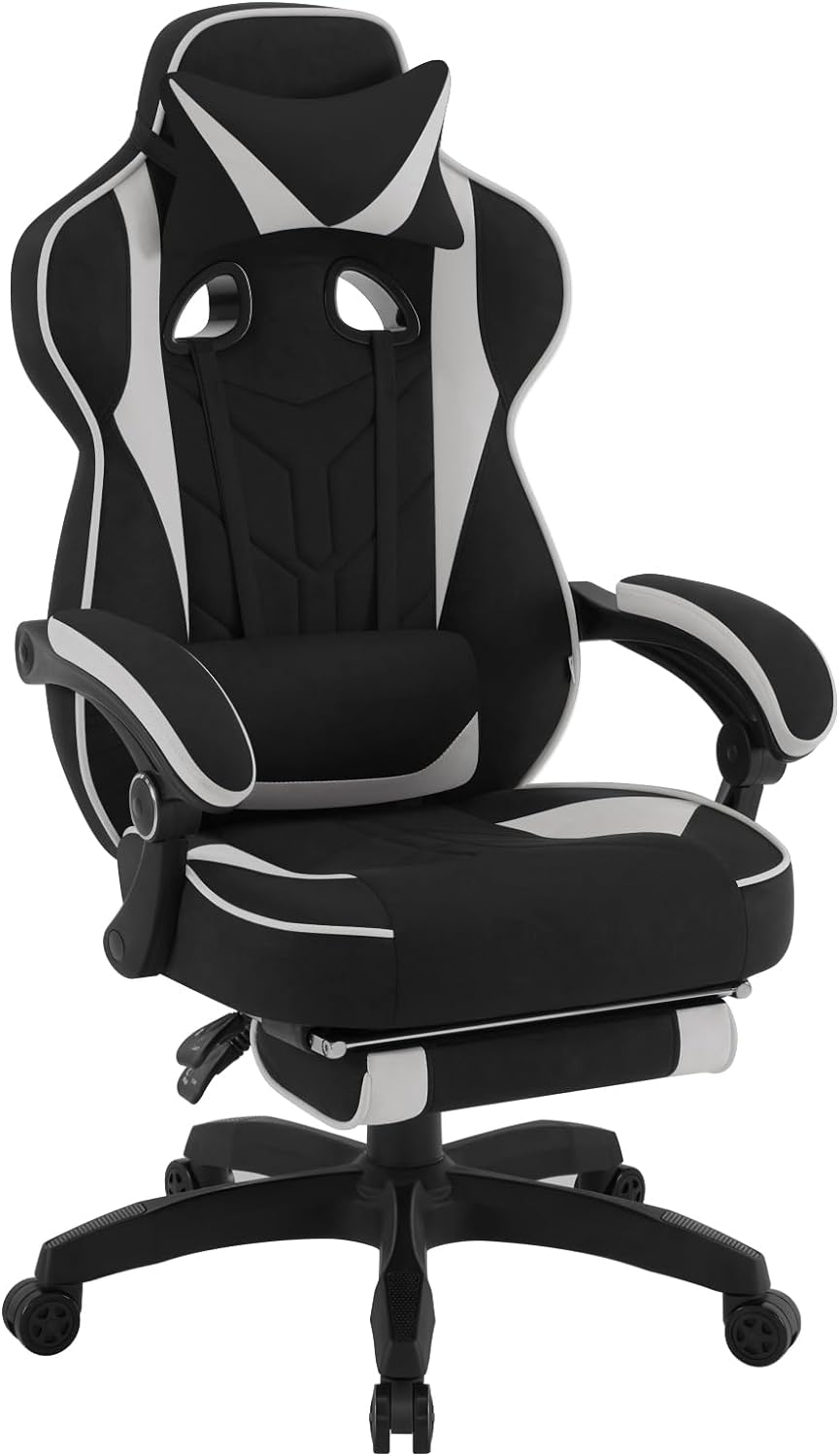 WOLTU Gaming Stuhl Stoff Atmungsaktiv Bürostuhl Gaming Chair Ergonomisch mit Lendenkissen, Gamer Stu