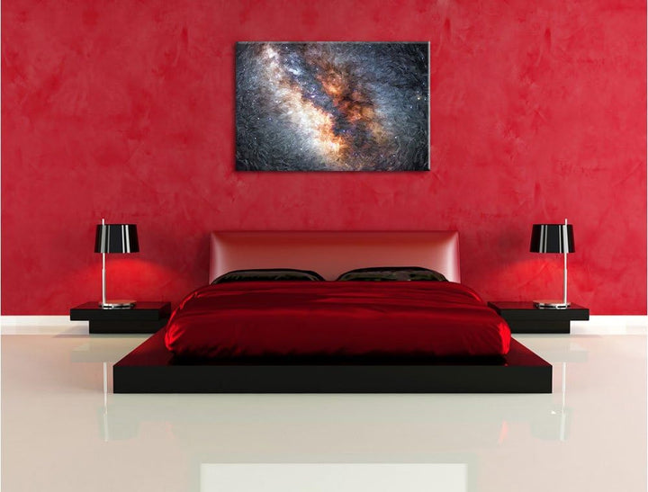 Pixxprint Zentrum der Milchstrasse Kunst Pinsel Effekt, Format: 100x70 auf Leinwand, 100x70