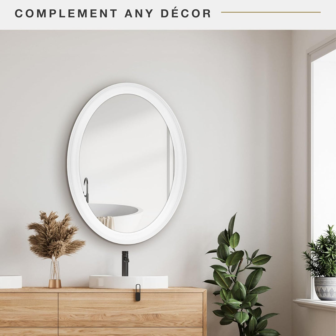 MCS 20458 Wandspiegel oval 53,3 x 78,9 cm weiss Ohne Perlen 21 x 31 Inch Weiss, Ohne Perlen 21 x 31