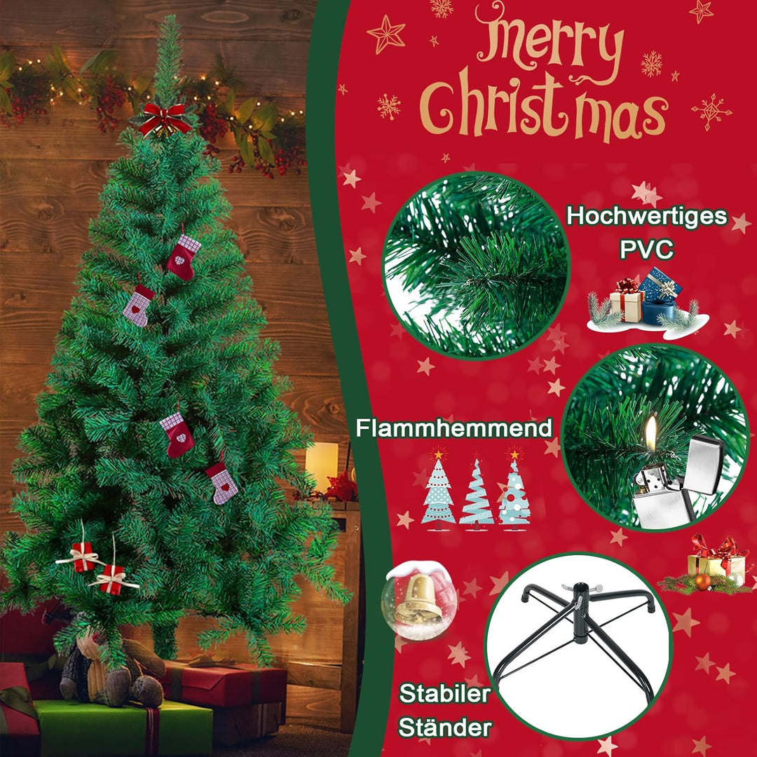 LZQ Weihnachtsbaum künstlich PVC Christbaum schwer entflammbarer Tannenbaum mit Schnellaufbau Klapps