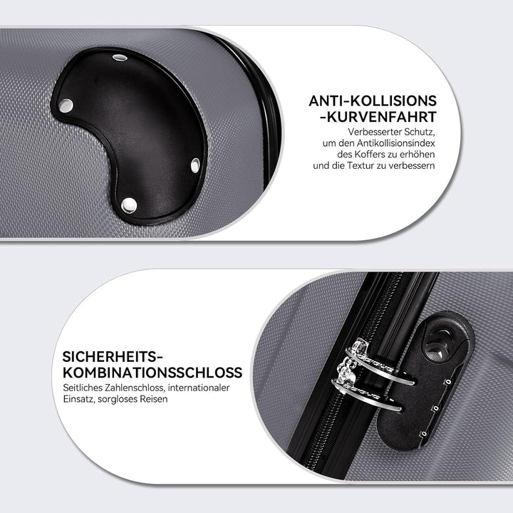 BEIBYE- Hartschalenkoffer Koffer Trolley Rollkoffer Reisekoffer Zahlenschloss 4 Zwilings-Rollen (Dar