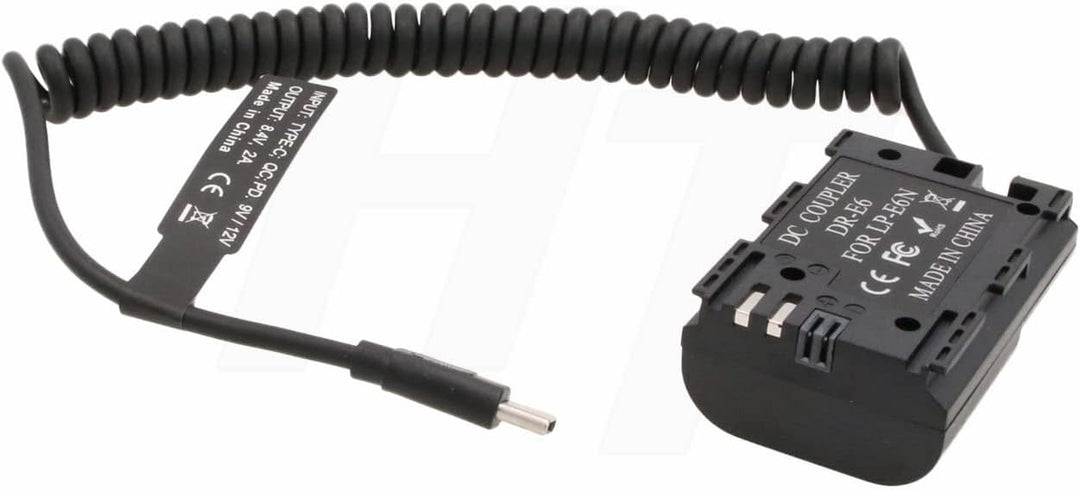 Power Bank PD QC USB Typ C auf LP-E6 Dummy Akku für Canon R5 R6 5D3 7D BMPCC 4K Zacuto EVF Kamera