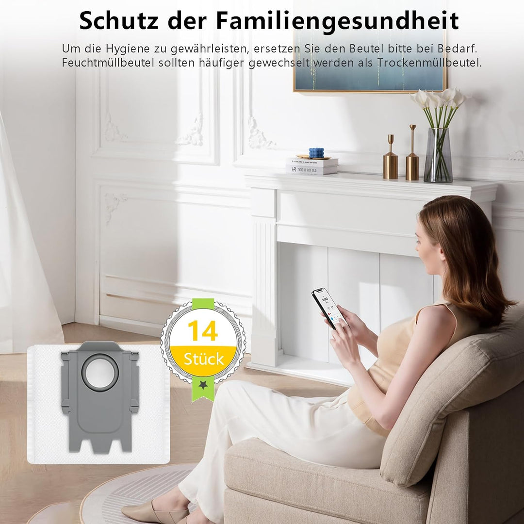 14 Stück Staubbeutel Ersatz für Roborock Q Revo/Qrevo Pro/Qrevo MaxV/Qrevo S/Qrevo master / S8 MaxV