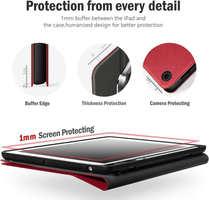 Antbox iPad 9.7 Zoll 2018/2017 Hülle mit Apple Pencil Halter Auto Schlaf/Wach Funktion PU Ledertasch