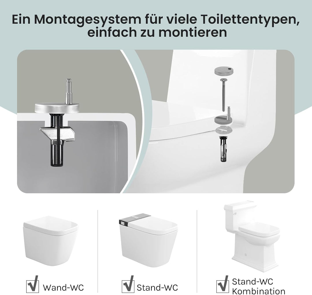 WOLTU Toilettendeckel, WC Sitz Toilettensitz mit Absenkautomatik, Fast Fix/Schnellbefestigung, Durop