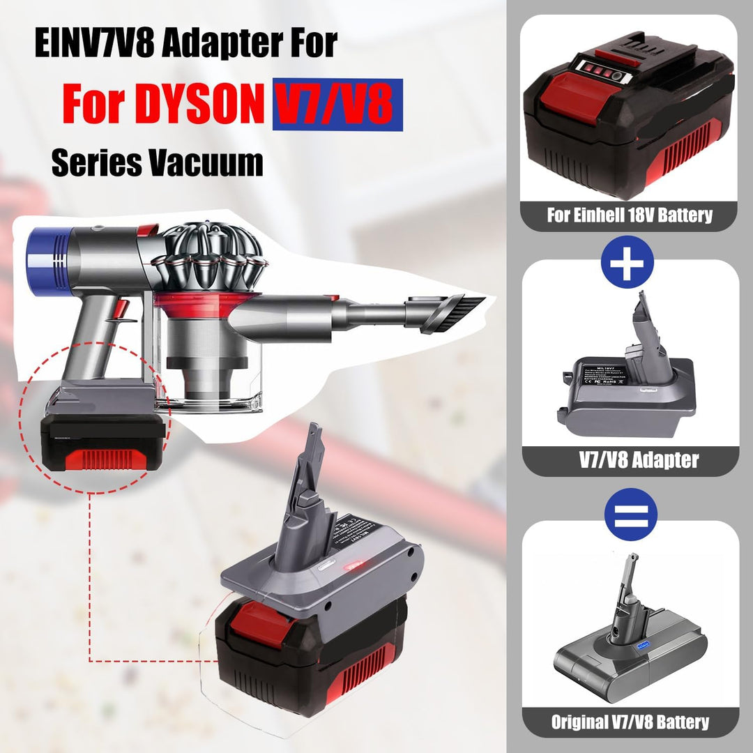 2-in-1-Adapter für Einhell 18V Lithium-Akku Convert to für Dyson V7/8 Handstaubsauger Akku Kompatibe
