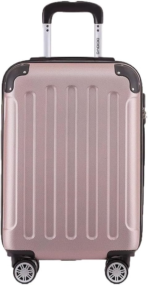 BEIBYE- Hartschalenkoffer Koffer Trolley Rollkoffer Reisekoffer Zahlenschloss 4 Zwilings-Rollen (Ros