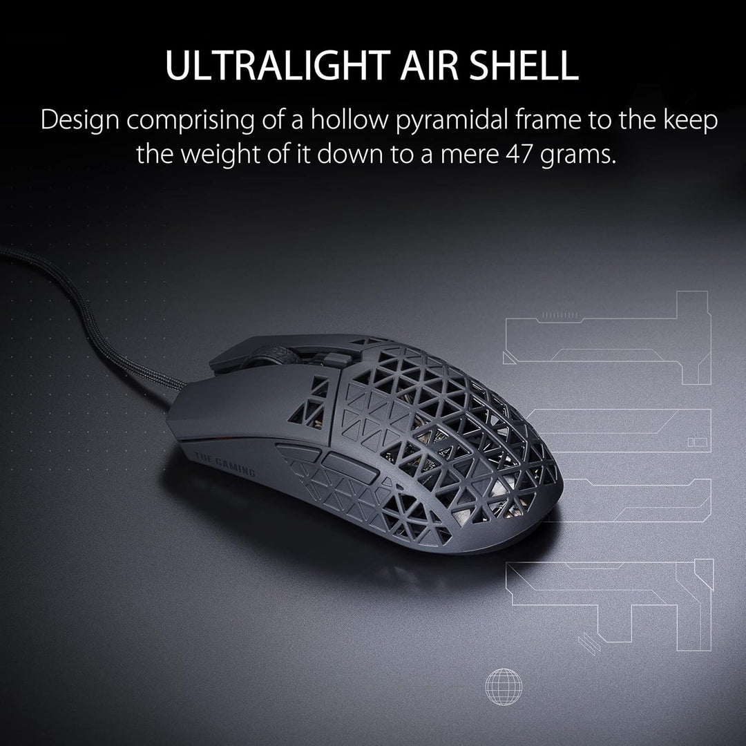 ASUS TUF Gaming M3 Maus (kabelgebunden, RGB, 7000-dpi-Sensor, programmierbare Tasten, Aura Sync) sch