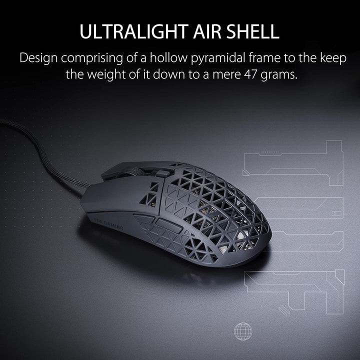 ASUS TUF Gaming M3 Maus (kabelgebunden, RGB, 7000-dpi-Sensor, programmierbare Tasten, Aura Sync) sch