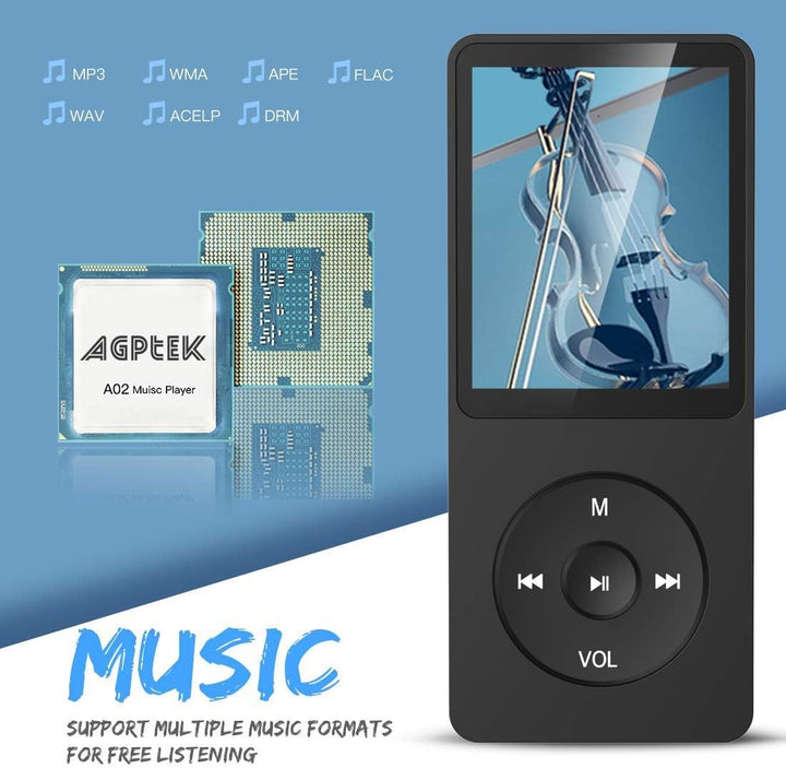 AGPTEK MP3 Player, 8GB verlustfrei MP3 mit 1,8 Zoll Bildschirm, 70 Stunden tragbare Musik Player mit
