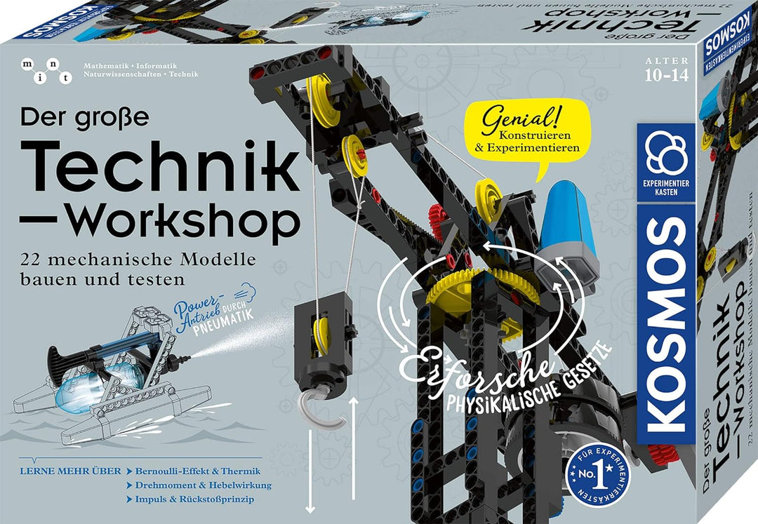 KOSMOS 620851 Der grosse Technik-Workshop, 22 mechanische Modelle Bauen, testen, Spielen, u.a. U-Boo
