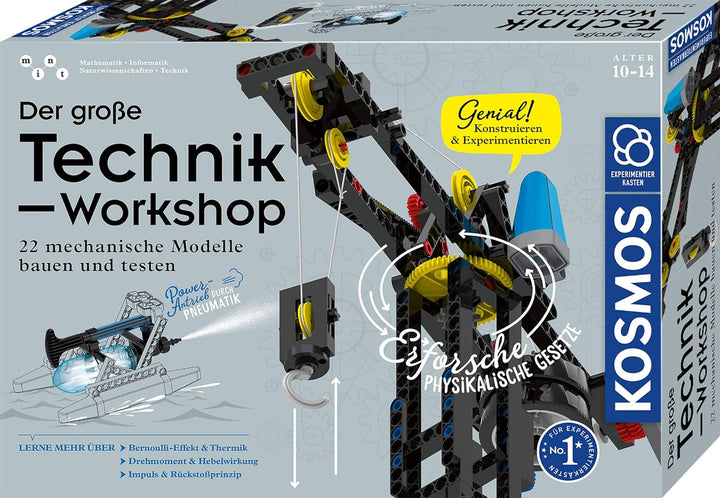 KOSMOS 620851 Der grosse Technik-Workshop, 22 mechanische Modelle Bauen, testen, Spielen, u.a. U-Boo