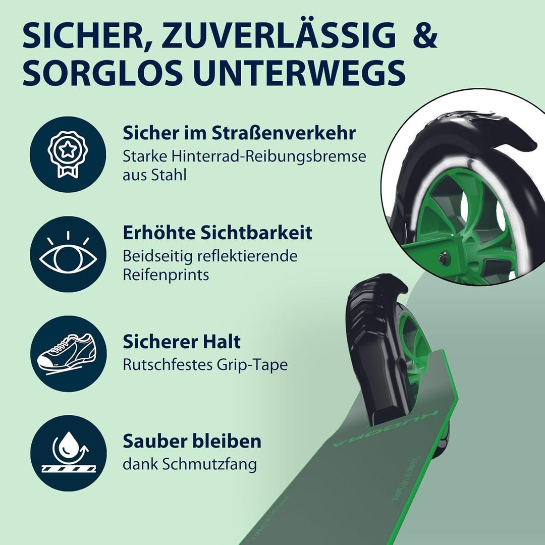 HUDORA Scooter Up 145 Junior - Hochwertiger & sicherer Kinder Roller ab 3 Jahre - Zusammenklappbarer