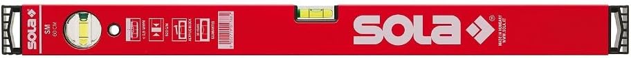 Sola SM RED Wasserwaage aus Aluminium, 100 cm, mit 2 Luftblasen, Rot