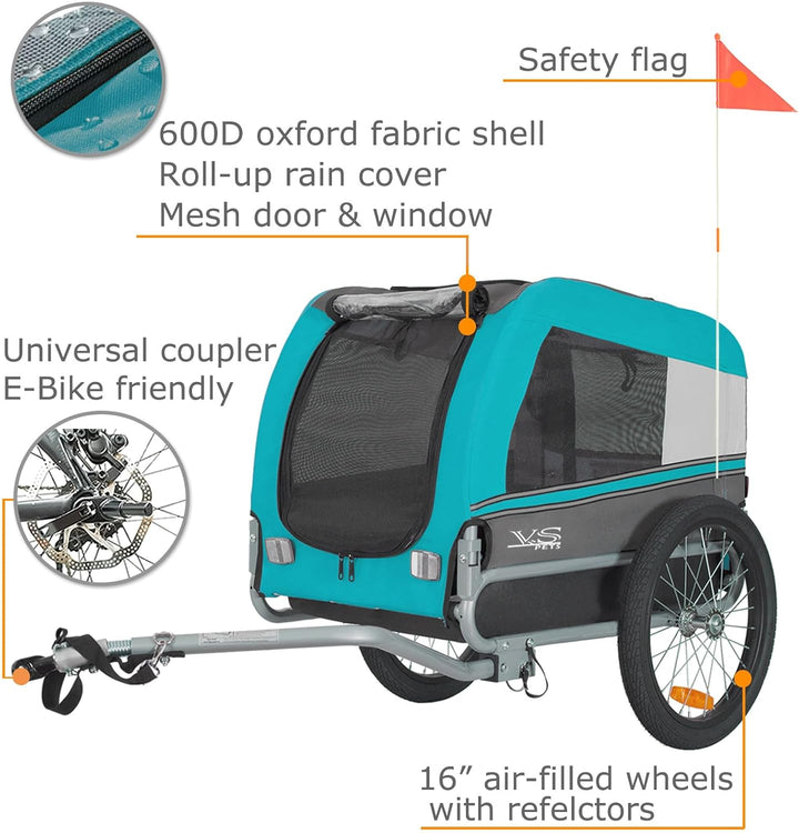 Tiggo VS Pets M Hundeanhänger Fahrradanhänger für Hunde Hundefahrradanhänger 80201 BLAU, BLAU