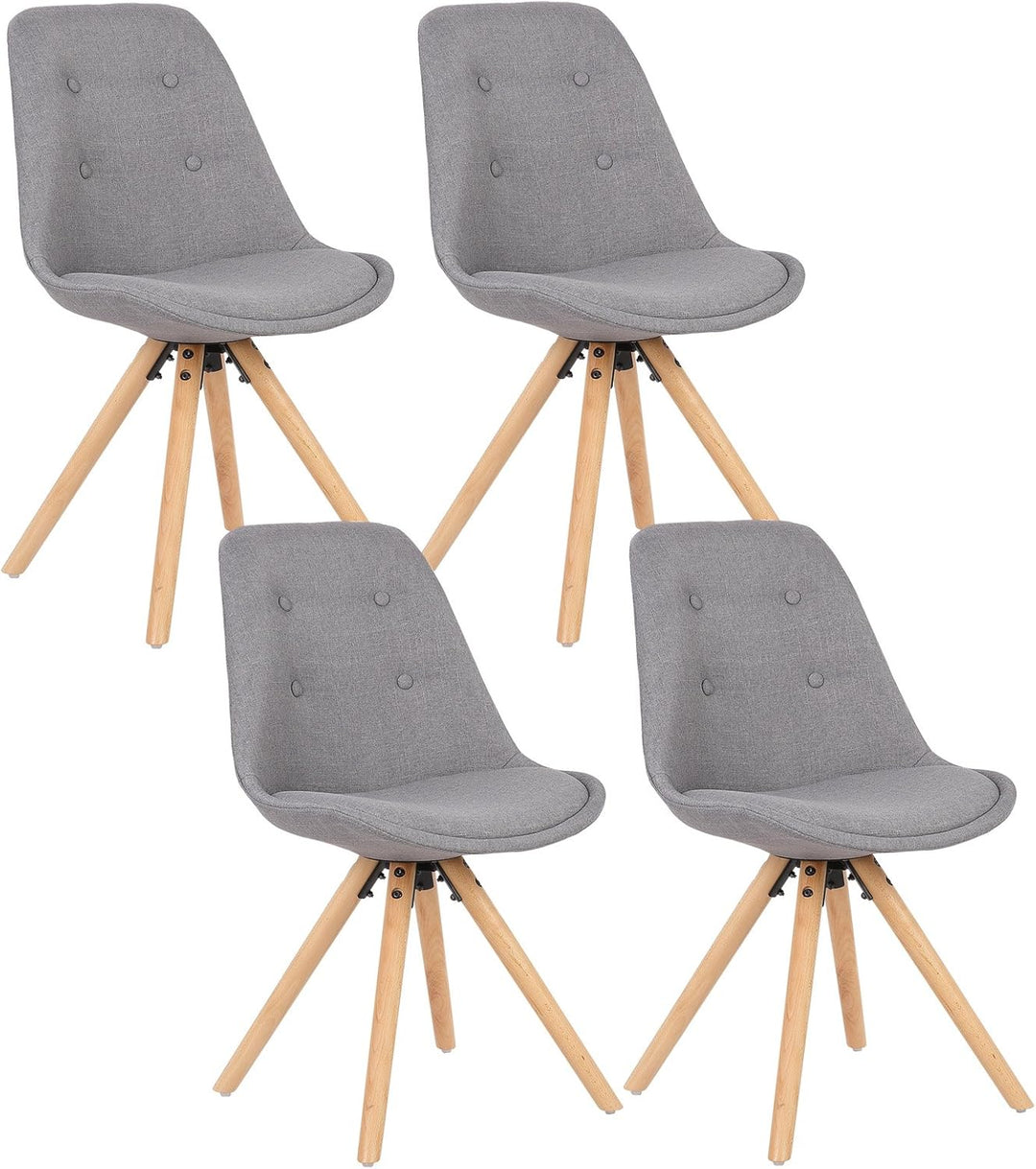 WOLTU® BH54gr-4 4 x Esszimmerstühle 4er Set Esszimmerstuhl, Sitzfläche aus Leinen, Design Stuhl, Küc