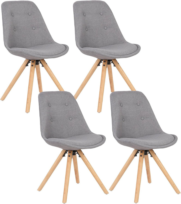 WOLTU® BH54gr-4 4 x Esszimmerstühle 4er Set Esszimmerstuhl, Sitzfläche aus Leinen, Design Stuhl, Küc