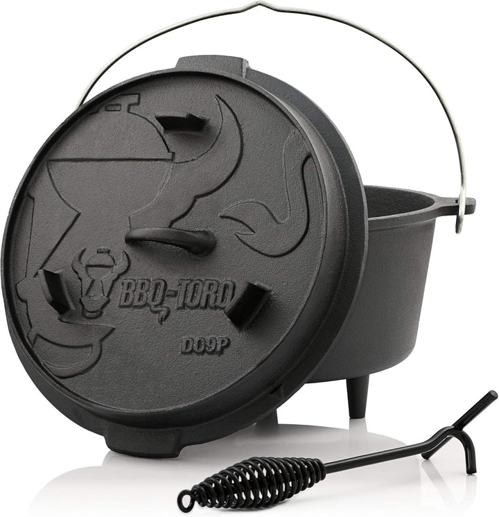 BBQ-Toro Dutch Oven Premium Serie | 9,0 Liter (DO9P), Topf mit Füsse | bereits eingebrannt - preseas