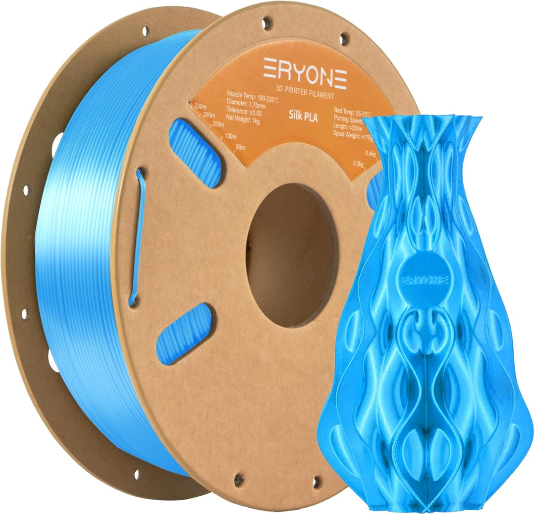 ERYONE Silk PLA Filament 1.75 mm, 3D-Drucker Filament PLA, 0,03 mm, 1 kg/Spule, Silk Blau