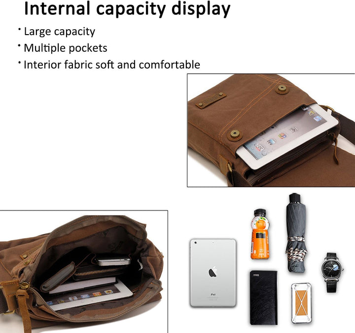 FANDARE Vintage Messenger Bag Umhängetasche Schultertasche Laptoprucksäcke Tasche Crossbody Bag Kuri