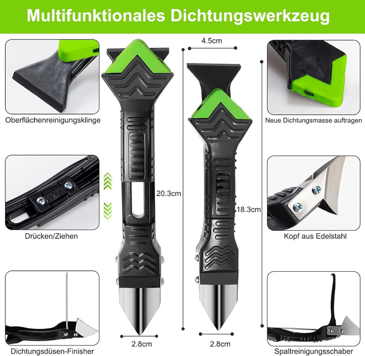 Silikonentferner, Silikon Abzieher Werkzeug Set 5 in 1 Fugenkratzer 6 Auswechselbar Silikonpads Dich