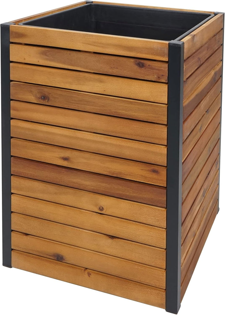 Pflanzkasten HWC-L23, Hochbeet Blumenkasten, Outdoor Akazie Holz FSC®-Zertifiziert Aluminium - 60x42
