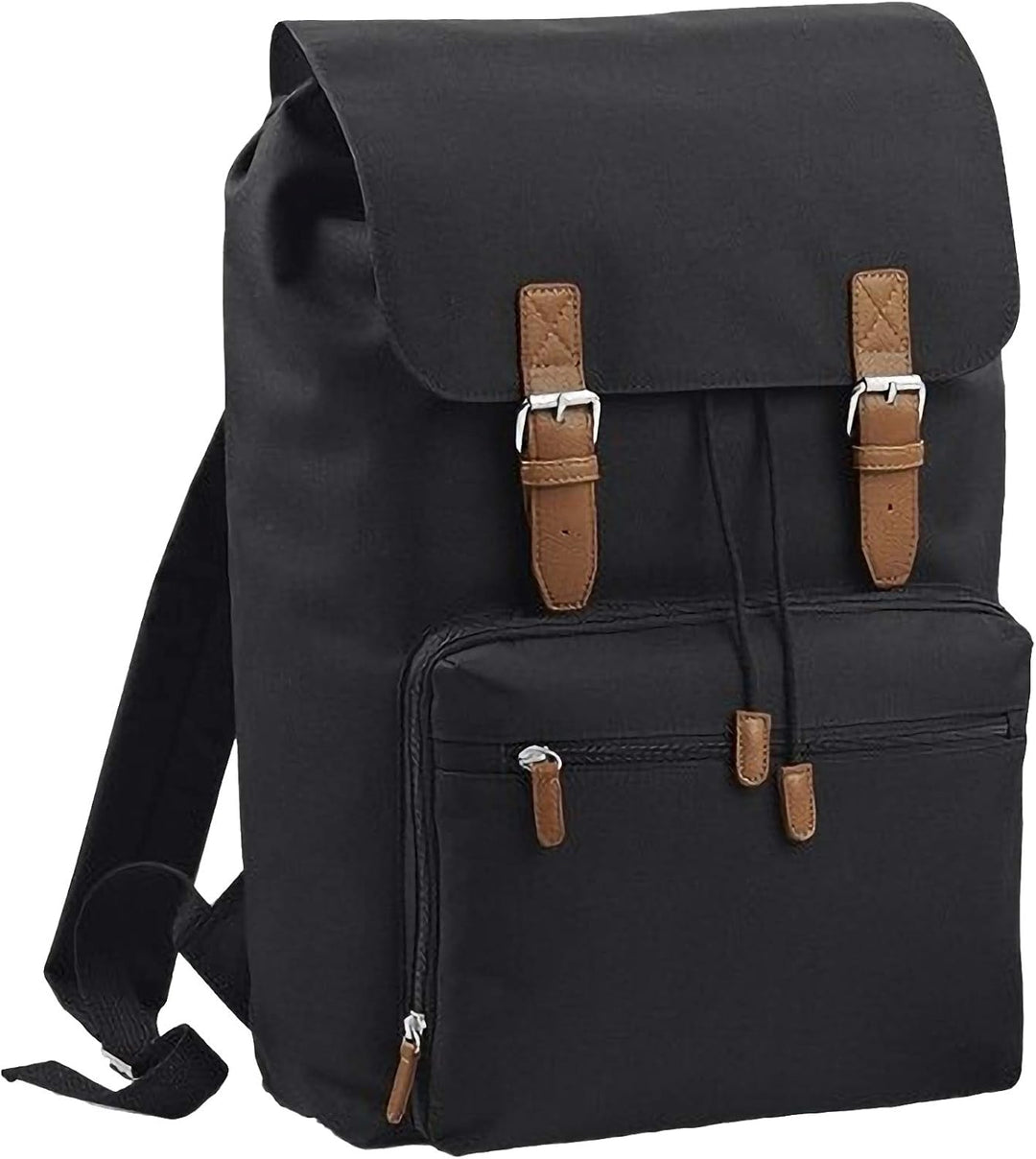 BagBase Vintage Laptop Backpack, 30 x 46 x 17 cm, Black Schwarz, Schwarz