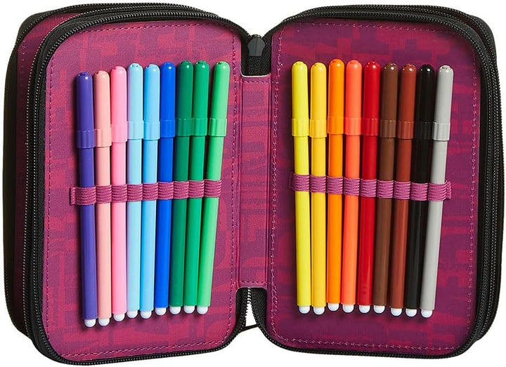 Invicta Federmäppchen, Mäppchen, mehrfarbig, Federtasche für Schreibwaren, Etui mit Stiften, Kugelsc