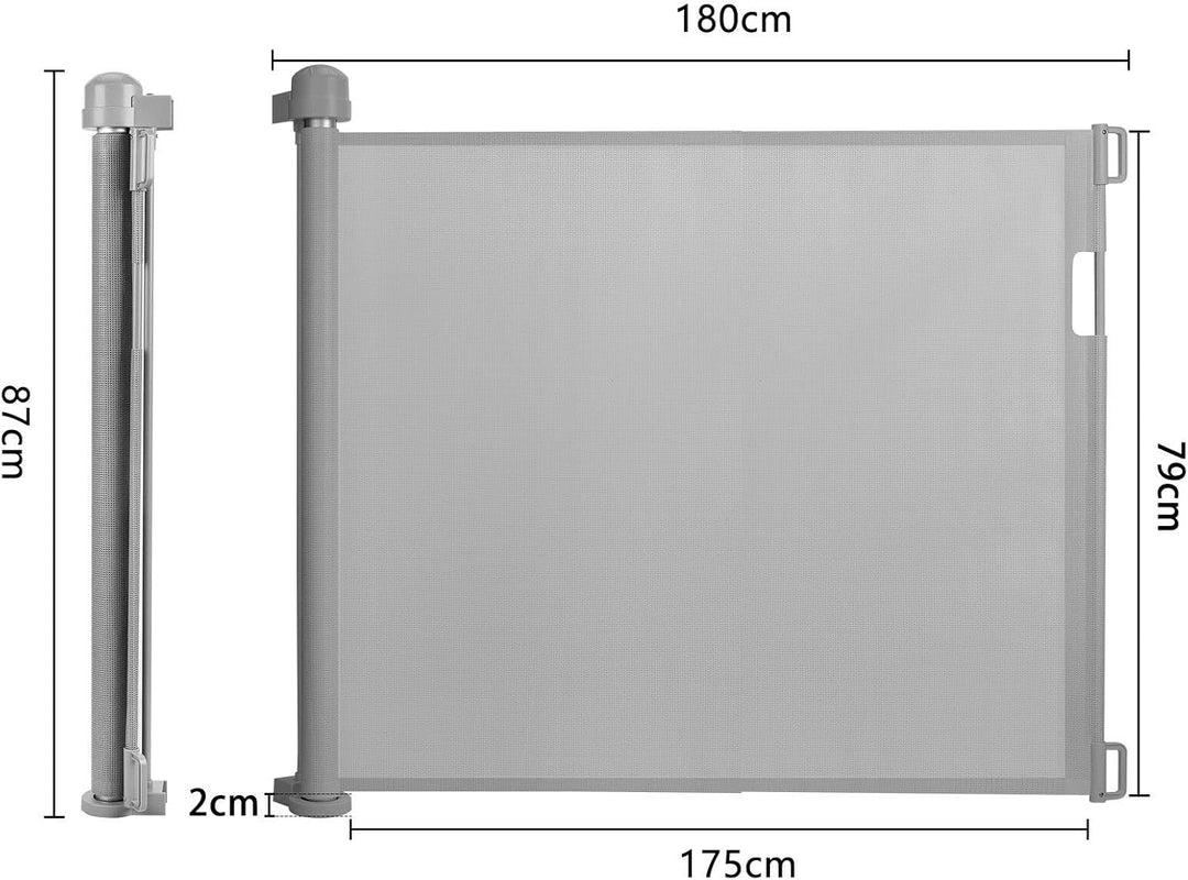 NAIZY Treppenschutzgitter Rollo Ausziehbar Türschutzgitter 87 x 0-180 cm Absperrgitter Treppenschutz