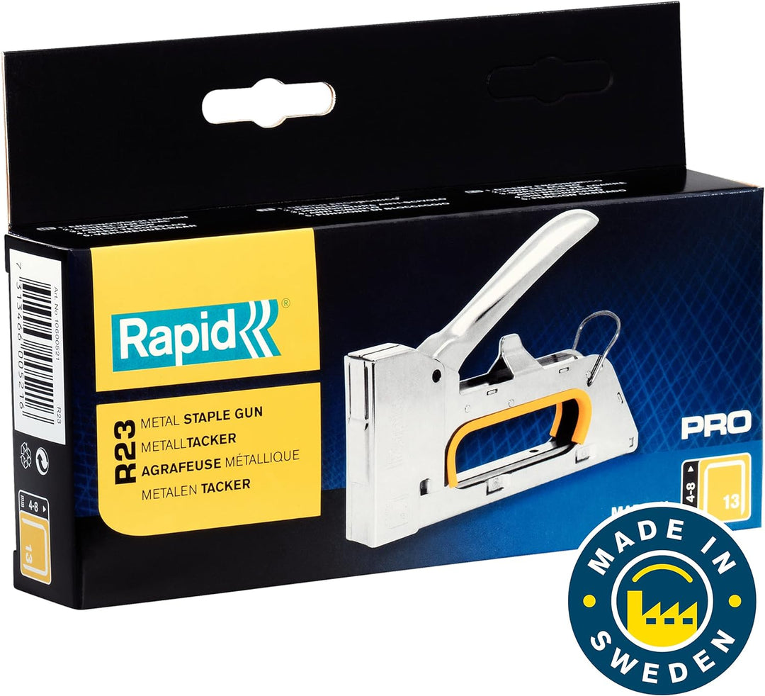 Rapid Handtacker R23, Tacker für Holz und Leinwand, Kompakt, Komplett aus Stahl, für Klammern Typ 13