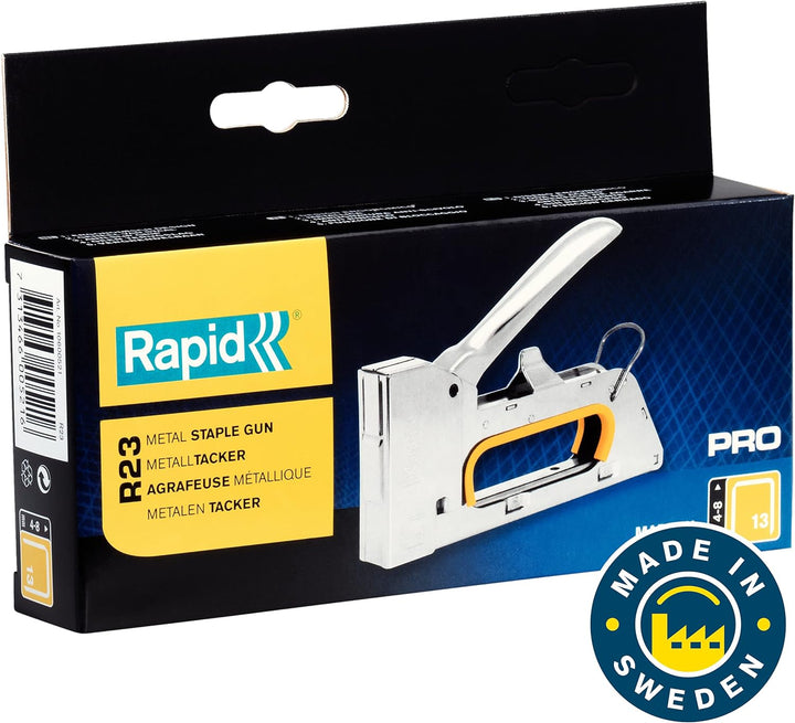 Rapid Handtacker R23, Tacker für Holz und Leinwand, Kompakt, Komplett aus Stahl, für Klammern Typ 13