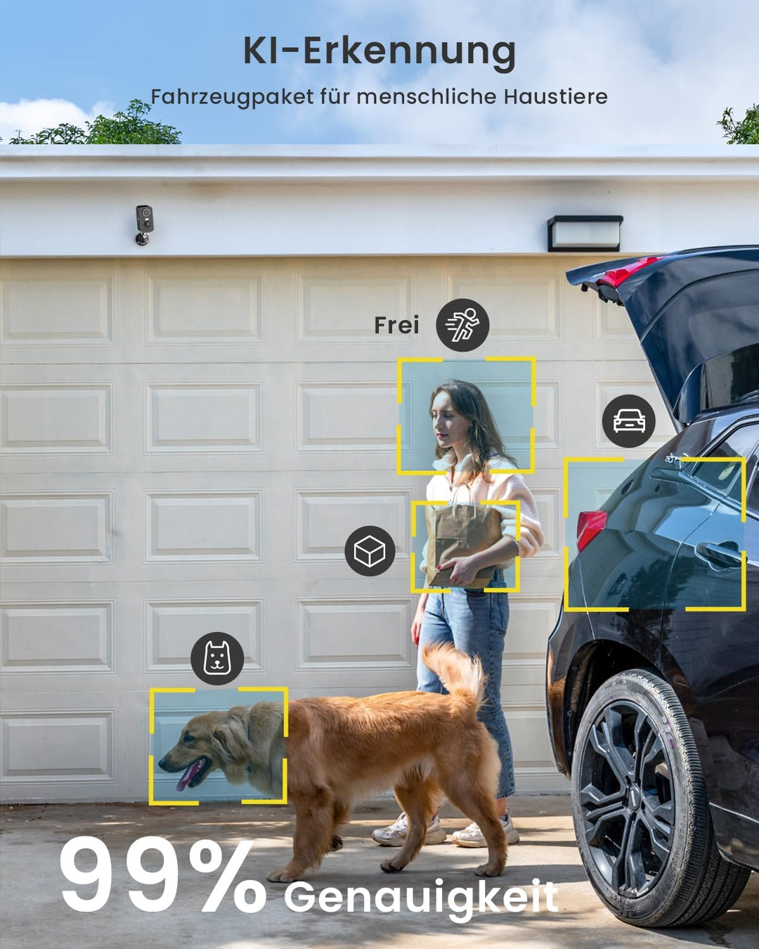 ieGeek 2K (Type-C) Überwachungskamera Aussen Akku Kabellose mit Solarplatten, 5200mAh Akku Kamera Üb
