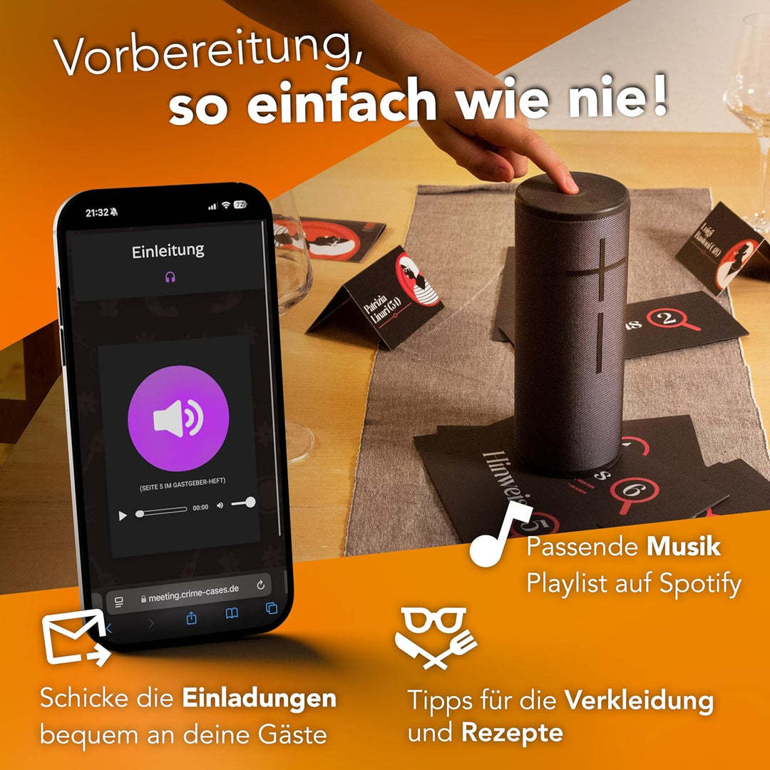 CRIMECASES Krimidinner Bundle 4-10 Personen | 3 Spiele mit Motto: Mafia, Konzert, Firmenfeier | Der