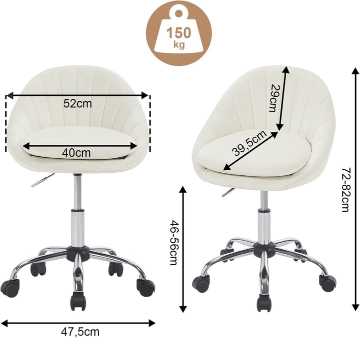WOLTU Homeoffice Stuhl, Bürostuhl ergonomisch, Schminkstuhl drehbar, Drehstuhl mit Rollen, Schreibti