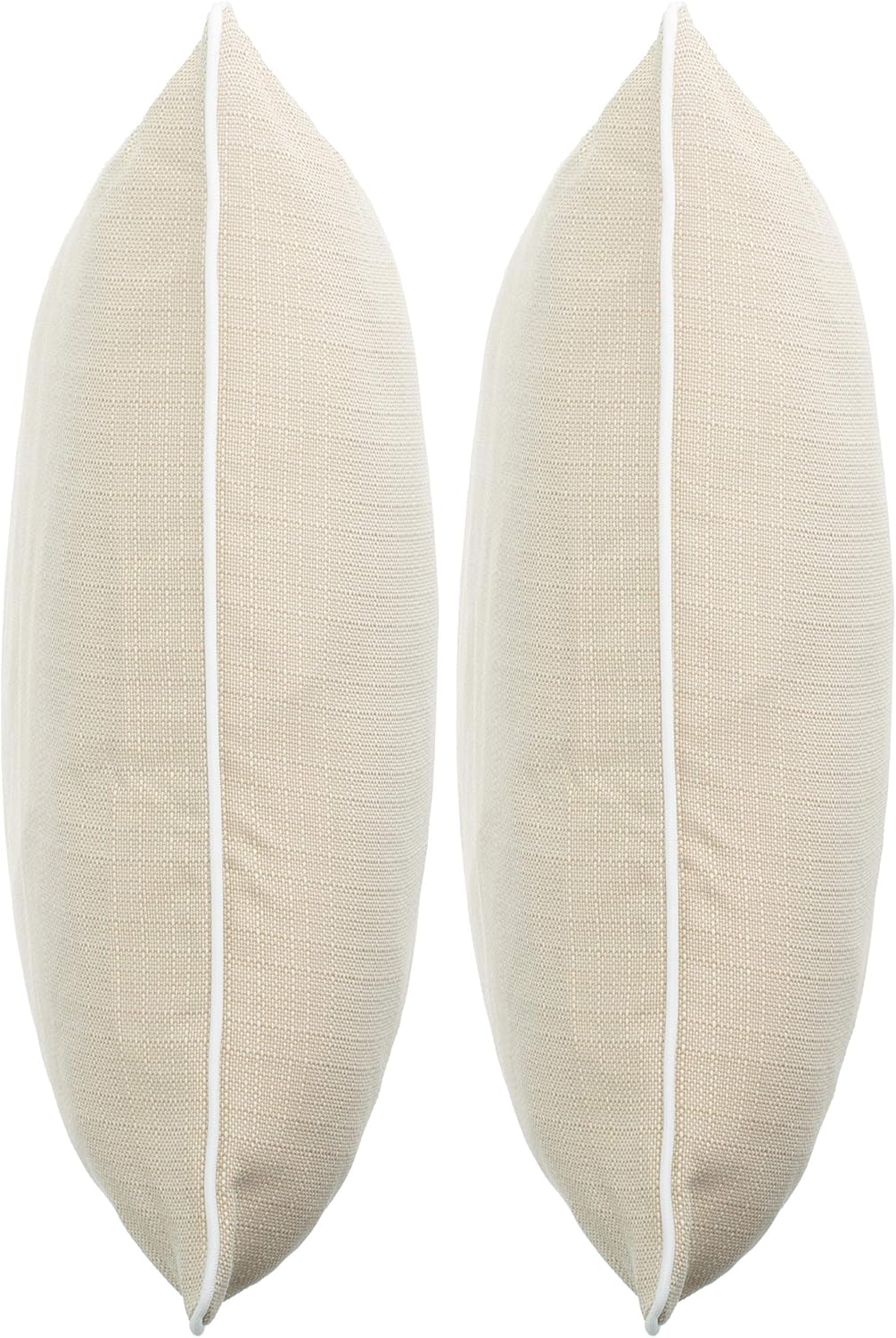 2er Set Outdoor Kissen 45x45 cm – Wetterfeste Zierkissen mit Paspel in Walzoptik – Wasserabweisende