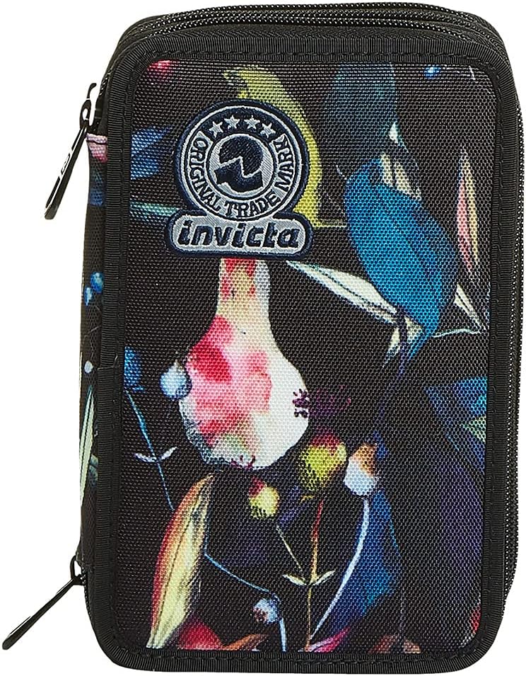 Invicta Federmäppchen, Mäppchen, mehrfarbig, Federtasche für Schreibwaren, Etui mit Stiften, Kugelsc