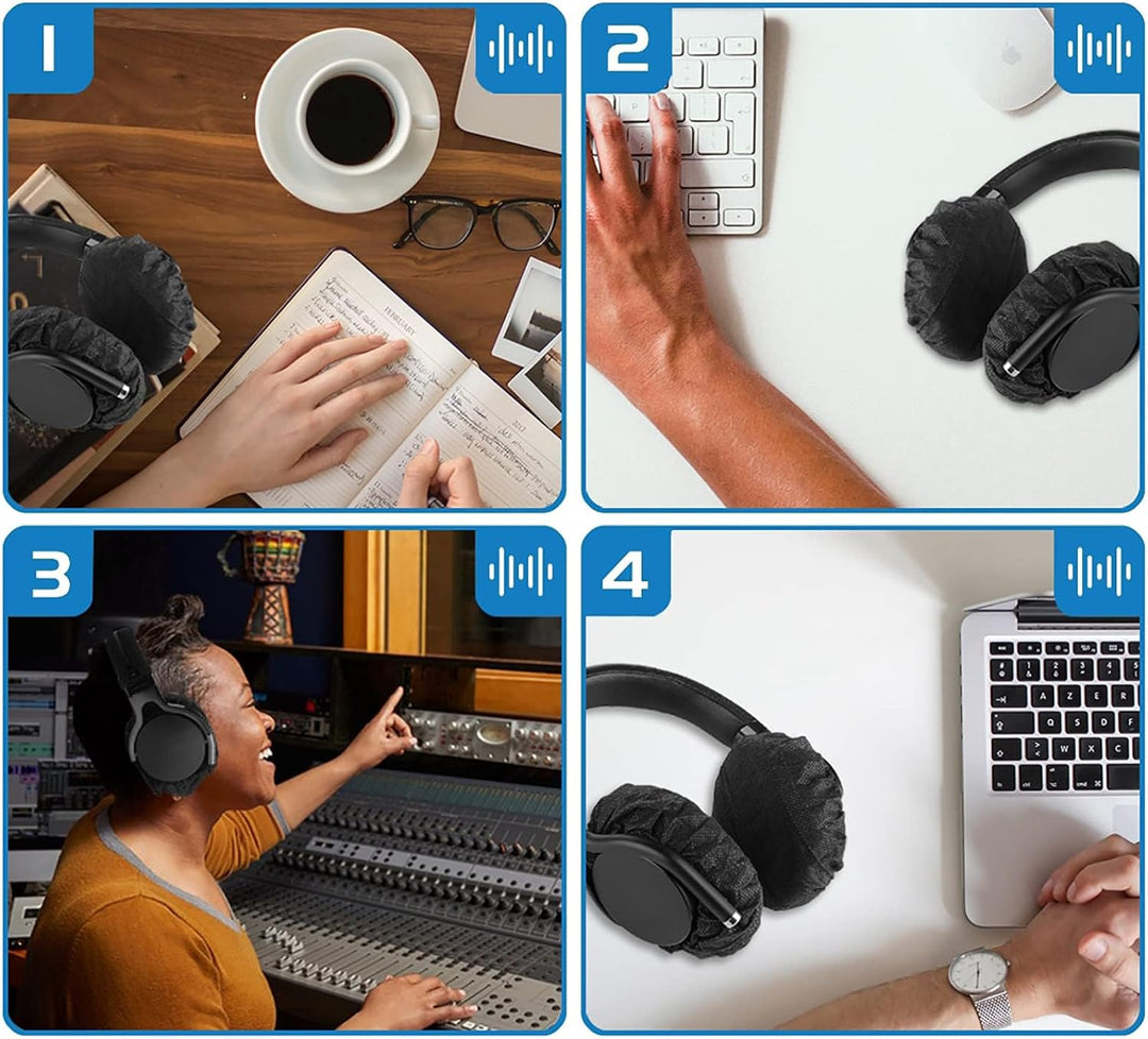 Geekria 100 Paar Einzeln verpackte Einweg-Kopfhörerabdeckungen, Dehnbare Sanitär-Ohrpolster, hygieni