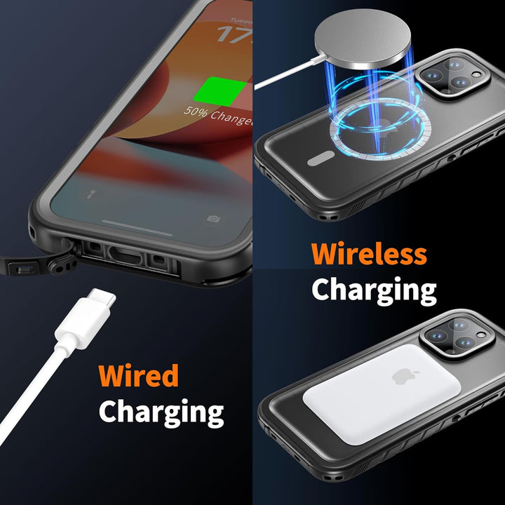 Cozycase Magnetisch Hülle für iPhone 15 Pro wasserdichte 360 Grad Panzerhülle Outdoor [Kompatibel mi