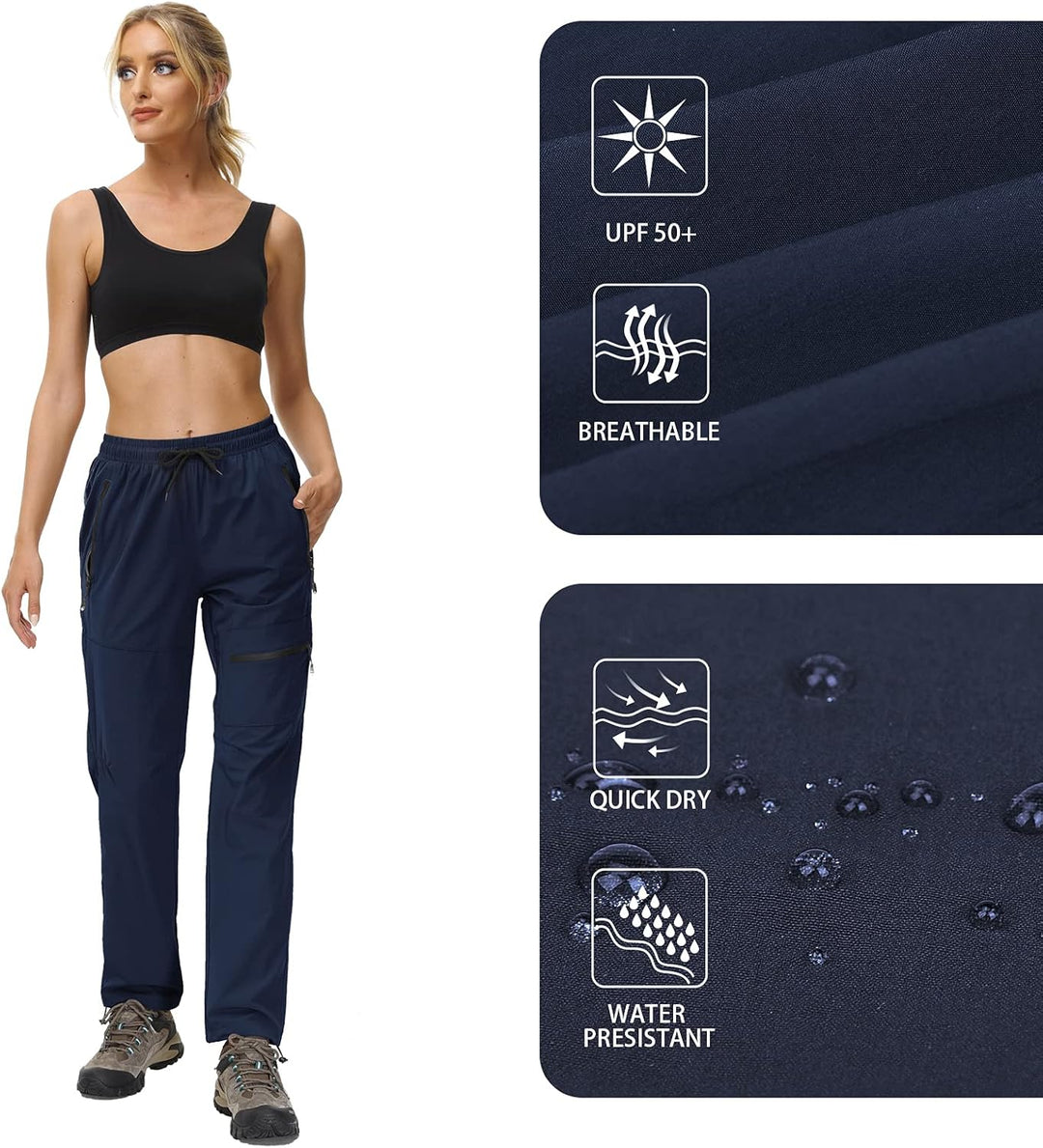 Butrends Wanderhose Damen schnelltrocknend Outdoorhose atmungsaktiv Anti-UV Cargohose Verschleissfes