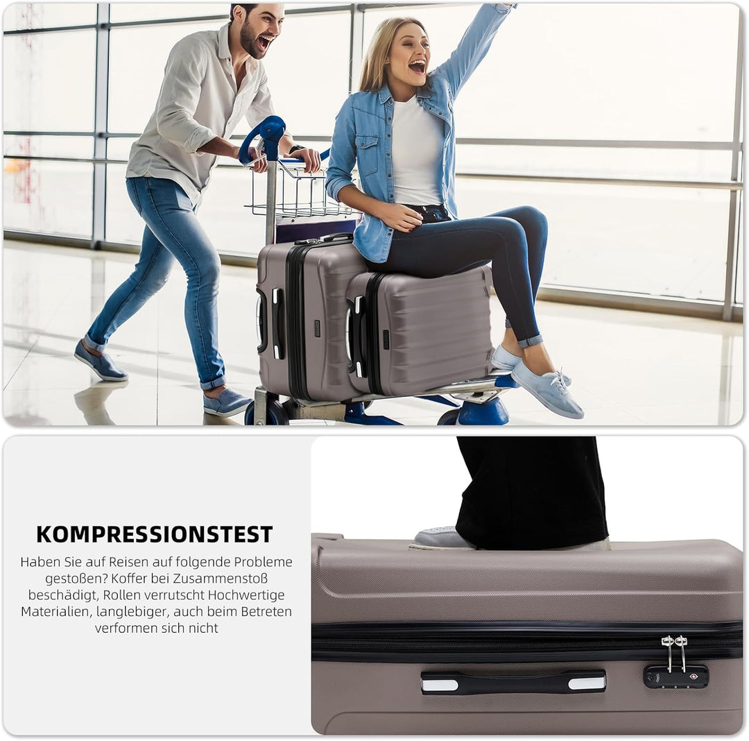 BEIBYE TSA-Schloss 2080 Zwillingsrollen 3 TLG. Reisekofferset Koffer Kofferset Trolley Trolleys Hart