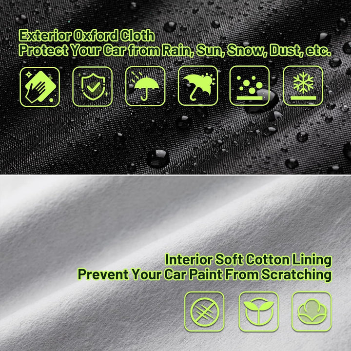 Favoto Schrägheck-Abdeckung Autoabdeckung, universelle Passform, 367 bis 398,8 cm, rechte Seite, Rei