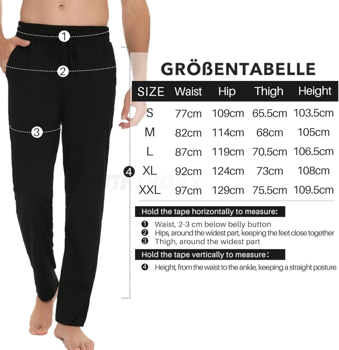 Litherday Schlafanzughose Herren Lang Pyjamahose 100% Baumwolle NachtwÀsche hose Unifarbene Freizeit