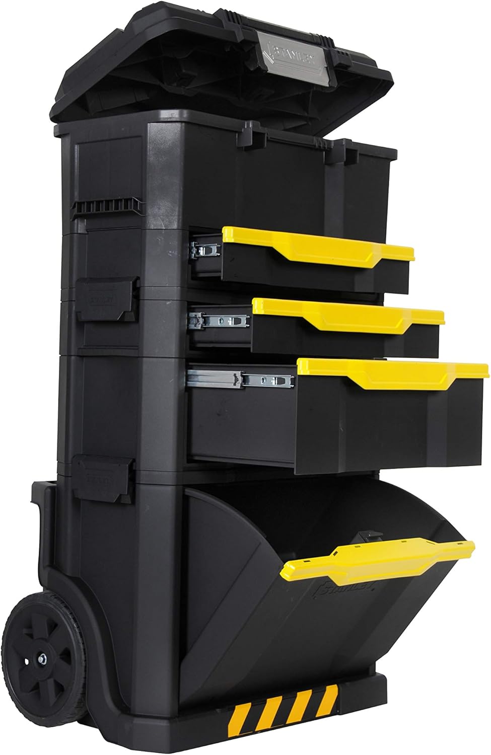 Stanley Rollende Werkstatt aus Metall-Kunststoff 1-79-206 – Werkzeugwagen leer mit 3 modularen Einhe