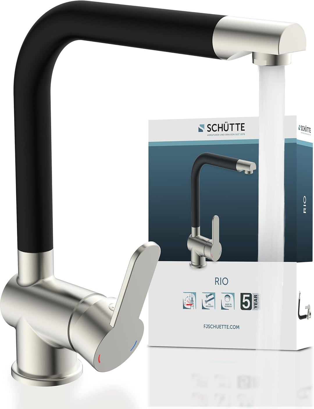 Schütte 79866 RIO Spültischarmatur, Edelstahloptik/Schwarz matt, Edelstahloptik/Schwarz Matt
