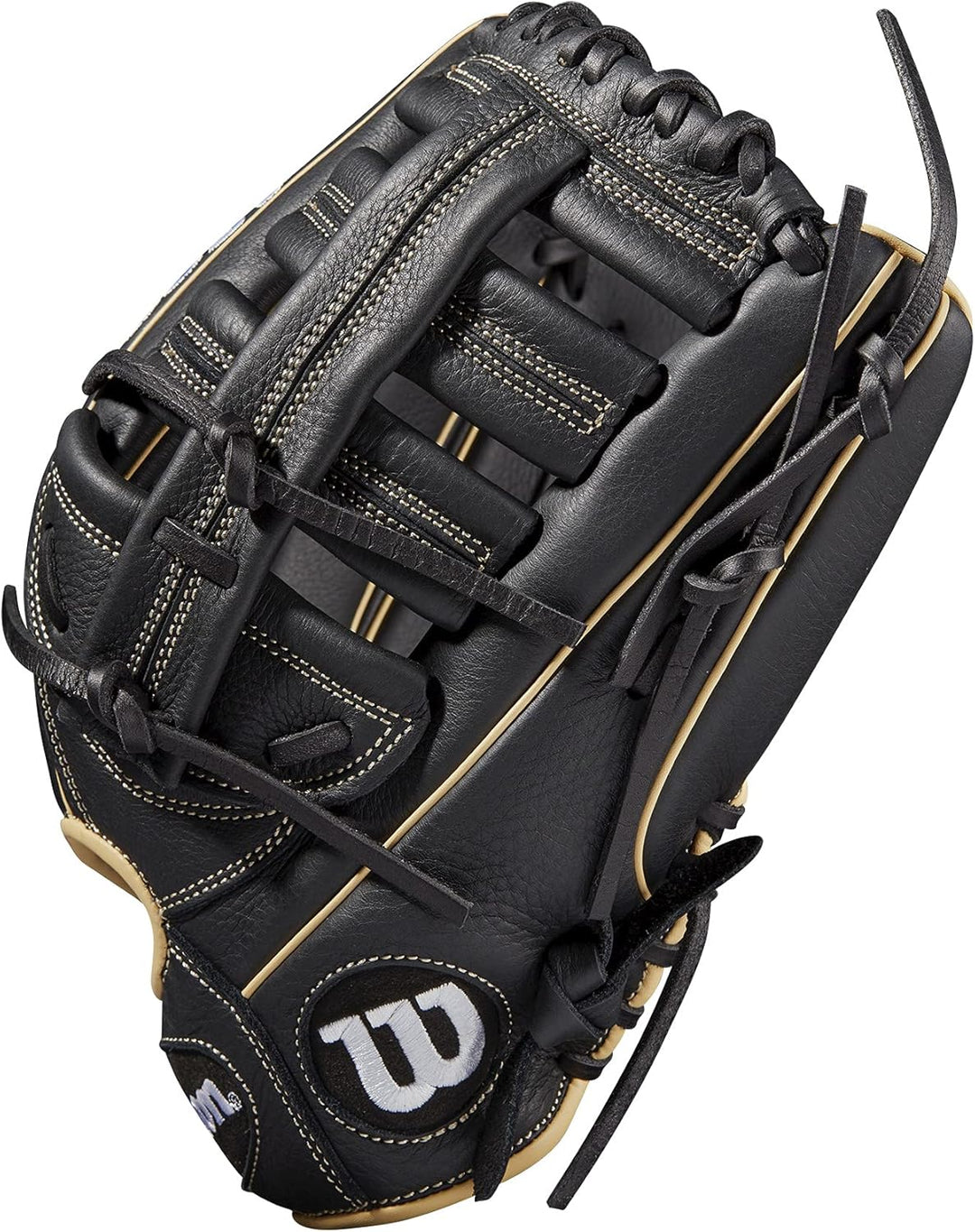 WILSON 2022 A700 Jugend-Baseball-Handschuh Schwarz/Blond 12.5\ Linke Hand Wurf, Schwarz/Blond 12.5\