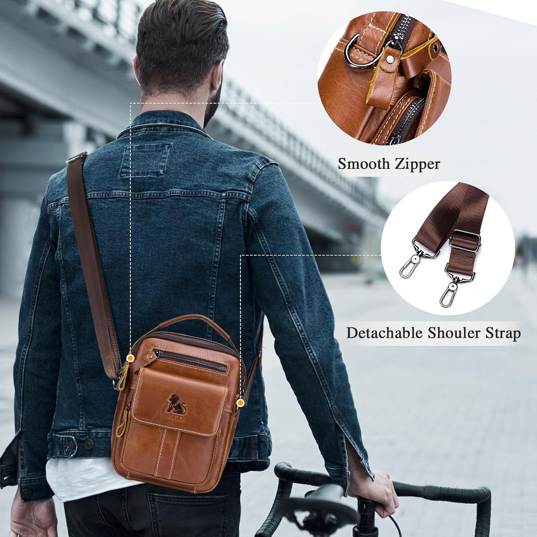 BAIGIO Umhängetaschen Herren Klein Herrentasche Leder Schultertasche Ledertasche für Männer Arbeit R