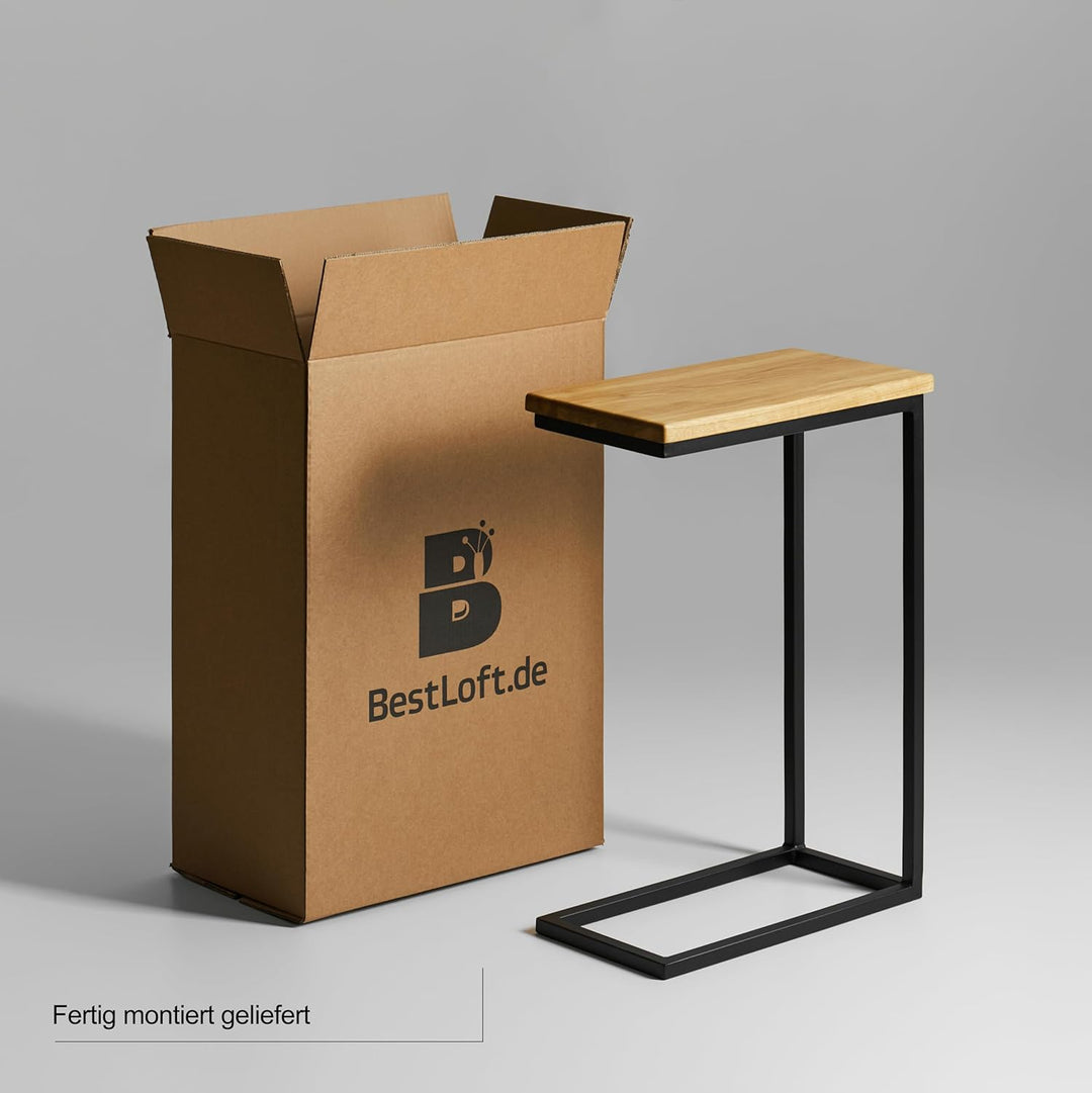 BestLoft® Beistelltisch San Jose (CSH) Laptoptisch Betttisch Couchtisch (Gestell schwarz+Platte hell